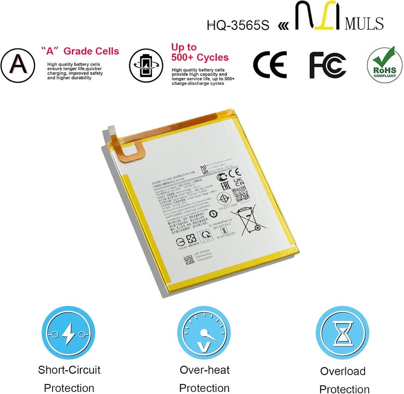 MULS HQ-3565N HQ-3565S Tablet Replacement Battery for Samsung Galaxy Tab A7 Lite 8.7 2021 SM-T220 SM-T225C SM-T225 SM-T225N 4980mAh 3.82V 19.48Wh with Tools - Image 4